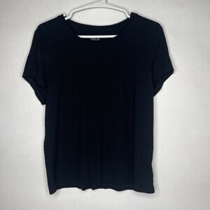 Rachel Zoe Women's‎ Black T- Shirt   XL Ribbed Stretch Comfort Workwear Tee